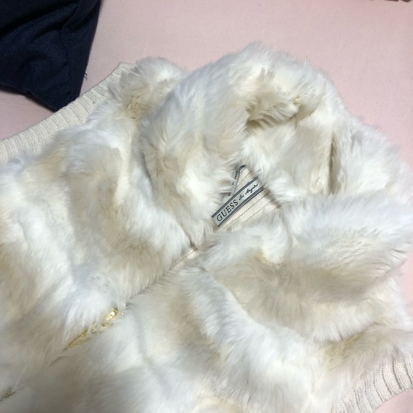 Guess? Faux Fur Cream Vest XS - Picture 7 of 11